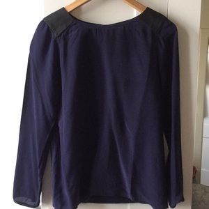 Club Monaco Silk&Leather Top